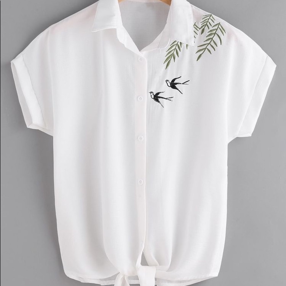 white embroidered blouse